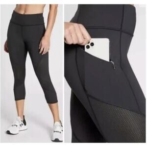 Athleta Mesh Contender Capri Tights Powerlift, Black Size S Women